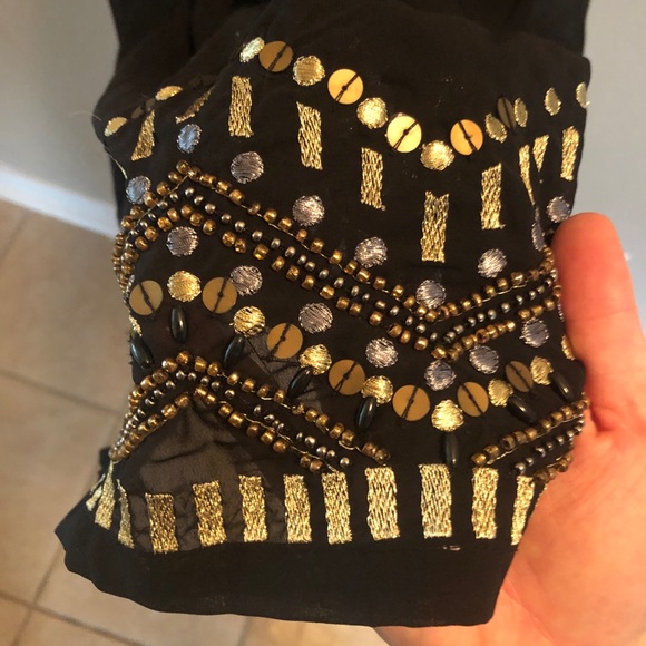 Embroidered and beaded black sheer tank dress ✨✨💐 - Picture 4 of 5